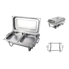 Rechaud Retangular Duplo Inox 2 Cubas 1/2 9,5 L Buffets Az135 Foto mini 4