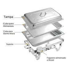 Rechaud Retangular Duplo Inox 2 Cubas 1/2 9,5 L Buffets Az135 Foto mini  2