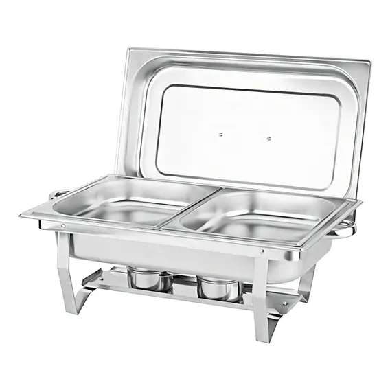 Rechaud Retangular Duplo Inox 2 Cubas 1/2 9,5 L Buffets Az135 Foto 1