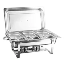 Rechaud Retangular Inox 3 Cubas Gn 1/3 9 L E Tampa Removível S/V Foto mini 1