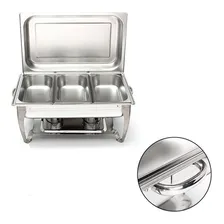 Rechaud Retangular Inox 3 Cubas Gn 1/3 9 L E Tampa Removível S/V Foto mini 4
