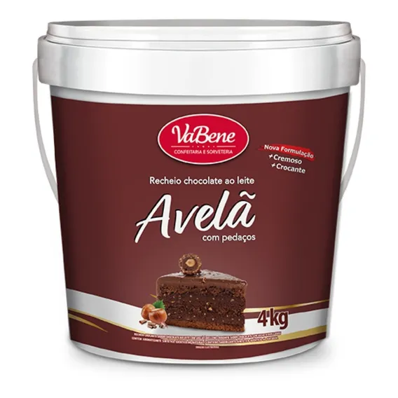 Recheio De Chocolate Ao Leite C/ Avelã C/ Pedaços Vabene 4kg Foto 1