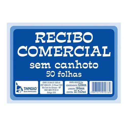 Recibo Comercial Tamoio Sem Canhoto 50 Folhas 15x10cm 20un Foto 1
