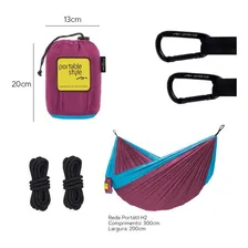 Rede Descanso Leve Casal Camping Trilha Pesca Acampamento Cor ROXO - AZUL Foto mini 3