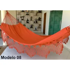 Rede Dormir Descanso Jeans Casal Luxo Reforçada Varias Cores Cor Laranja - Modelo 08 Foto mini 1