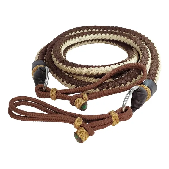 Redea Corda Para Cavalo Trançada De Cadarço Argola Inox Cor Marrom Foto 1