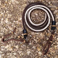 Redea Corda Para Cavalo Trançada De Cadarço Argola Inox Cor Marrom Foto mini  2