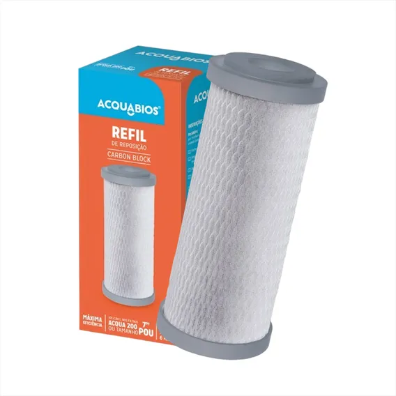 Refil Carbon Block 7 P/ Filtro Bebedouro Acquabios Cor Branco Foto 1