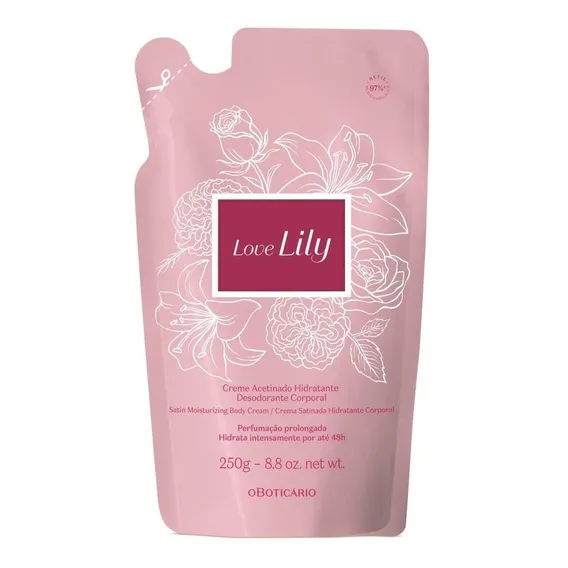 Refil Creme Acetinado Hidratante Love Lily 250g O Boticário Foto 1