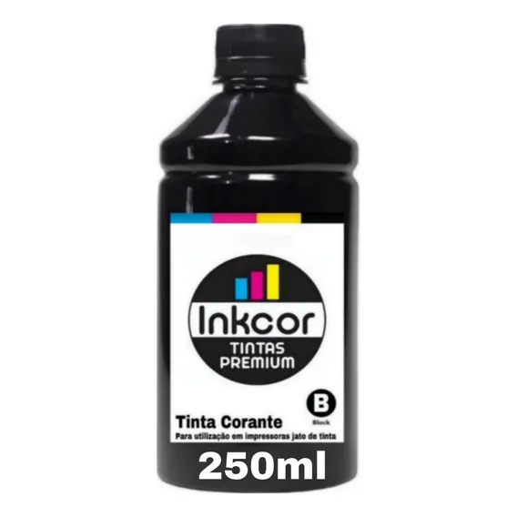 Refil De Tinta Preta Com 250ml Para Recarga De Cartucho CompatÃvel Com Impressora Hp 2874 2800 2774 2776 2700 2775 3516 3050 1050 1000 F4680 C4480 C4480 F4480 Canon Mg2410 Mg2910 Mg3410 Foto 1