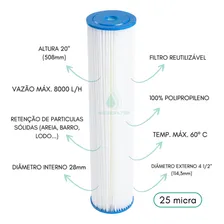 Refil Filtro Big Blue Plissado 20 Polegadas 25 Micra Foto mini 2