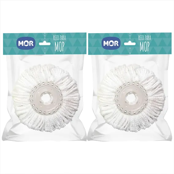 Refil Mop Giratório Fit Mor Esfregão 16cm Kit 2un Foto 1