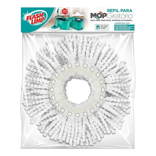 Refil Para Mop Giratorio Pr贸 Flash Limp 100% Em Microfibra Foto 1
