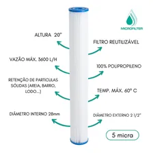 Refil Polipropileno Plissado Lavável 5 Micras 20 X 2 1/2 Foto mini 2