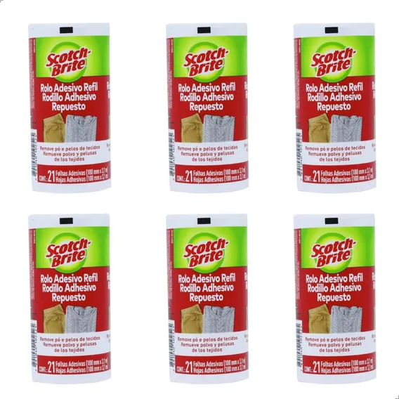 Refil Rolo Adesivo Tira Pelos 3m Scotch Brite 6 Unidades Cor Unica Foto 1