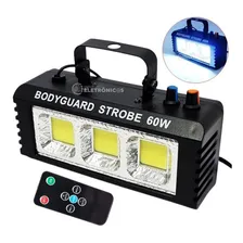 Refletor Canhão Strobo 60w Com 3 Leds Branco E Controle Foto  mini 1