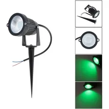 Refletor Espeto Luminária P/ Jardim Led 5w Verde Carcaça Preto 127/220v Foto mini 1