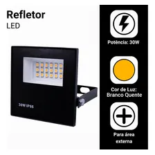 Refletor Holofote Led 30w Bivolt Prova Dágua Branco Quente Carcaça Preto Luz Branco-quente 127/220v Foto mini 4