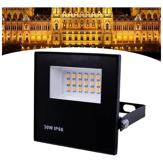 Refletor Holofote Led 30w Bivolt Prova Dágua Branco Quente Carcaça Preto Luz Branco-quente 127/220v Foto 1