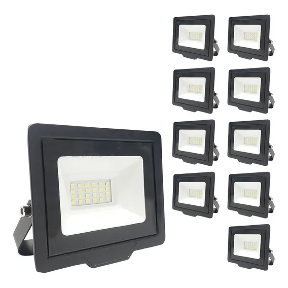 Refletor Led 20w 6500k Holofote Prova D'água Kit C/ 10 Foto 1