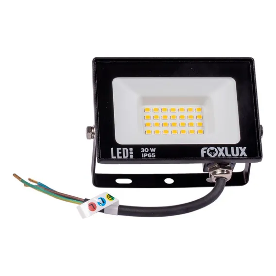 Refletor Led 30w 3000k Preto Bivolt Foxlux Foto 1