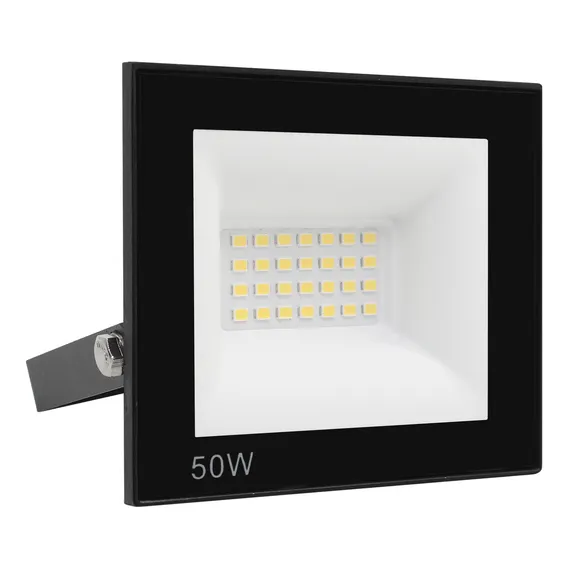 Refletor Led 50w Holofote Bivolt Prova Dágua Ip66 Luz Quente Carcaça Preto Luz Branco-quente 110v/220v (bivolt) Foto 1