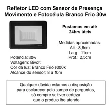 Refletor Led Sensor Presença Movimento Fotocélula 30w Foto mini  2