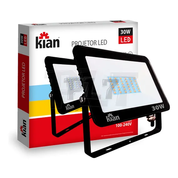 Refletor Led Slim 30w Bivolt Branco Frio 6500k - Kian Foto 1