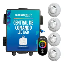 Refletor Piscina Kit 4 Led Rgb 9w + Controle Iluminação 110v/220v Foto mini 1