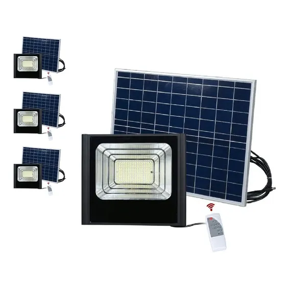 Refletor Solar 40w Holofote 4 Uni Luminaria Placa Sensor Foto 1