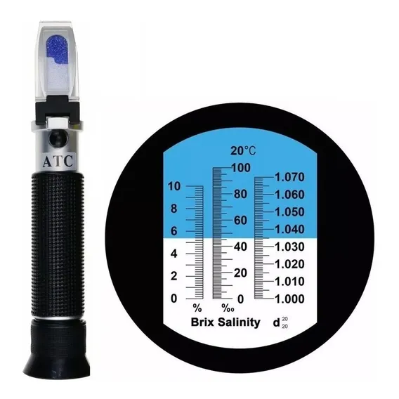 Refratometro Salinidade Aquario Marinho Agua Salgada Brix Cor Preto Foto 1