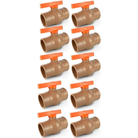 Registro Esfera Soldável Pvc 32mm (1'') Marrom - 10 Peças Foto 1