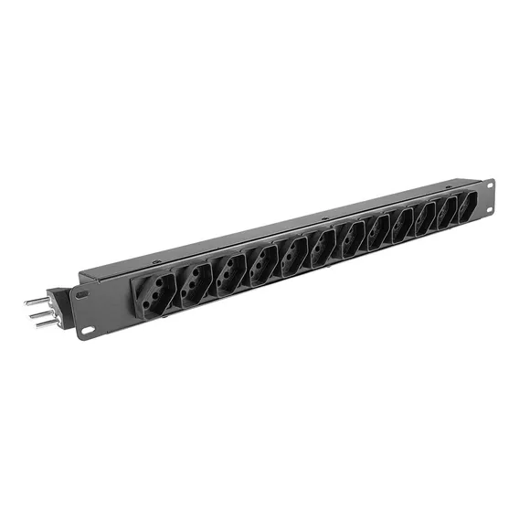 Régua 12 Tomadas 10a Luminos Regua De Energia Metal Rack 19 Cor Preto 110v-220v Foto 1