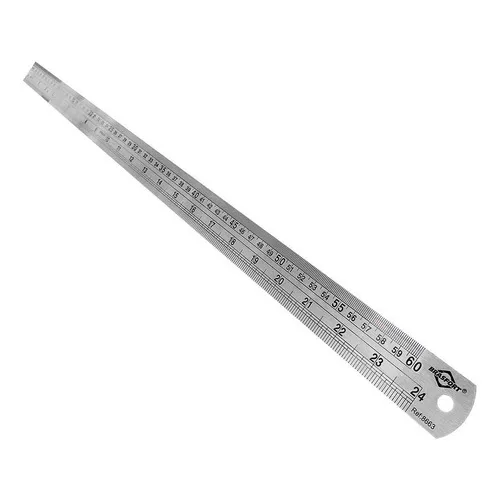 Régua Aço Inox 60cm Brasfort 600mm 8663 Escala Polegadas 24 Foto 1