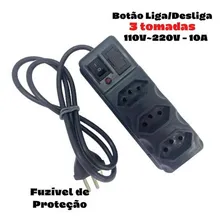 Régua Bivot Extensão Elétrica 3 Tomadas Filtro Linha Foto mini 3