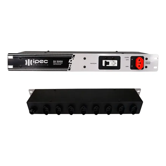 Régua De Energia Para Rack 19 Com 8 Tomadas Disjuntor 5000w Cor Preto Com Cinza Foto 1
