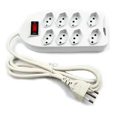 Régua Energia 8 Tomadas E Extensão 2 Metros Branco Bivolt Foto mini 3