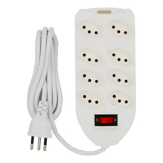 Régua Energia 8 Tomadas E Extensão 2 Metros Branco Bivolt Foto 1