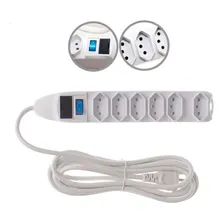 Régua Extensão 6 Tomadas Filtro Linha Fusível Branco Bivolt Foto mini 1