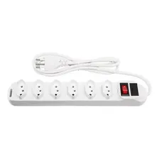 Régua Extensão 6 Tomadas Filtro Linha Fusível Branco Bivolt Foto mini 4