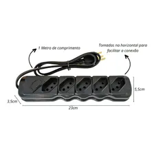Régua Extensão Elétrica 5 Tomada Filtro Linha Bivolt Ilumi Cor Preto Foto mini 3