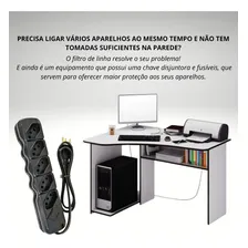 Régua Extensão Elétrica 5 Tomada Filtro Linha Bivolt Ilumi Cor Preto Foto mini 2