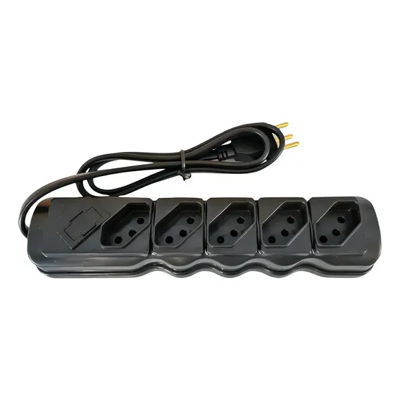 Régua Extensão Elétrica 5 Tomada Filtro Linha Bivolt Ilumi Cor Preto Foto 1