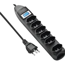 Régua Filtro De Linha 6 Tomadas Elétricas 3 Pinos 6 Tomadas Cor Preto Foto  mini 1