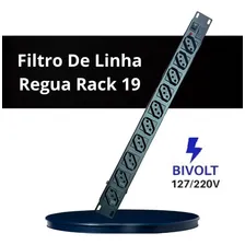 Regua Filtro De Linha Rack 19 10 Tomadas 10a Extensão Eletrica Bivolt Padrão Rack 19 Foto mini 2