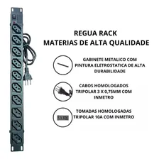 Regua Filtro De Linha Rack 19 10 Tomadas 10a Extensão Eletrica Bivolt Padrão Rack 19 Foto mini 3