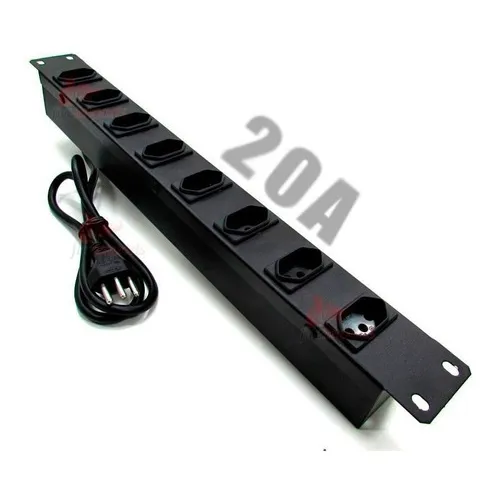 Régua Para Rack 19 Pol Com 8 Tomadas De 20a Plug 20a Calha Cor Preto 127V/220V Foto 1