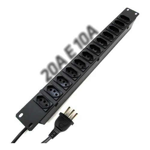 Régua Para Rack 19 Polegadas 12 Tomadas 20a Bivolt Cor Preto 127V/220V Foto 1