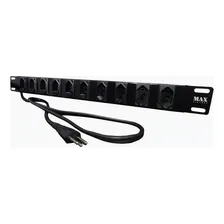 Regua Rack 19 Com 10 Tomadas Bivolt 20a Preto - Max Foto mini 1