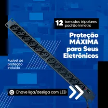 Regua Rack 19 Filtro Linha 10a 12 Tomadas Extensão Eletrica Foto mini 4
